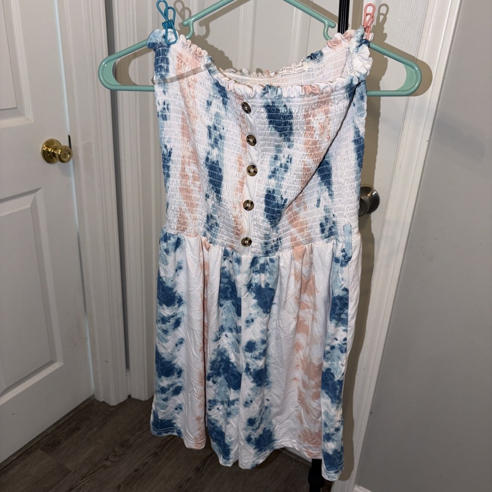 Full Circle Trends With Love Romper Size X Large Strapless Tie Dye Summer Casual